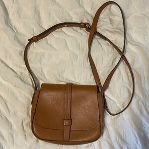 Gap Faux Leather Cognac Brown Crossbody Saddle Bag